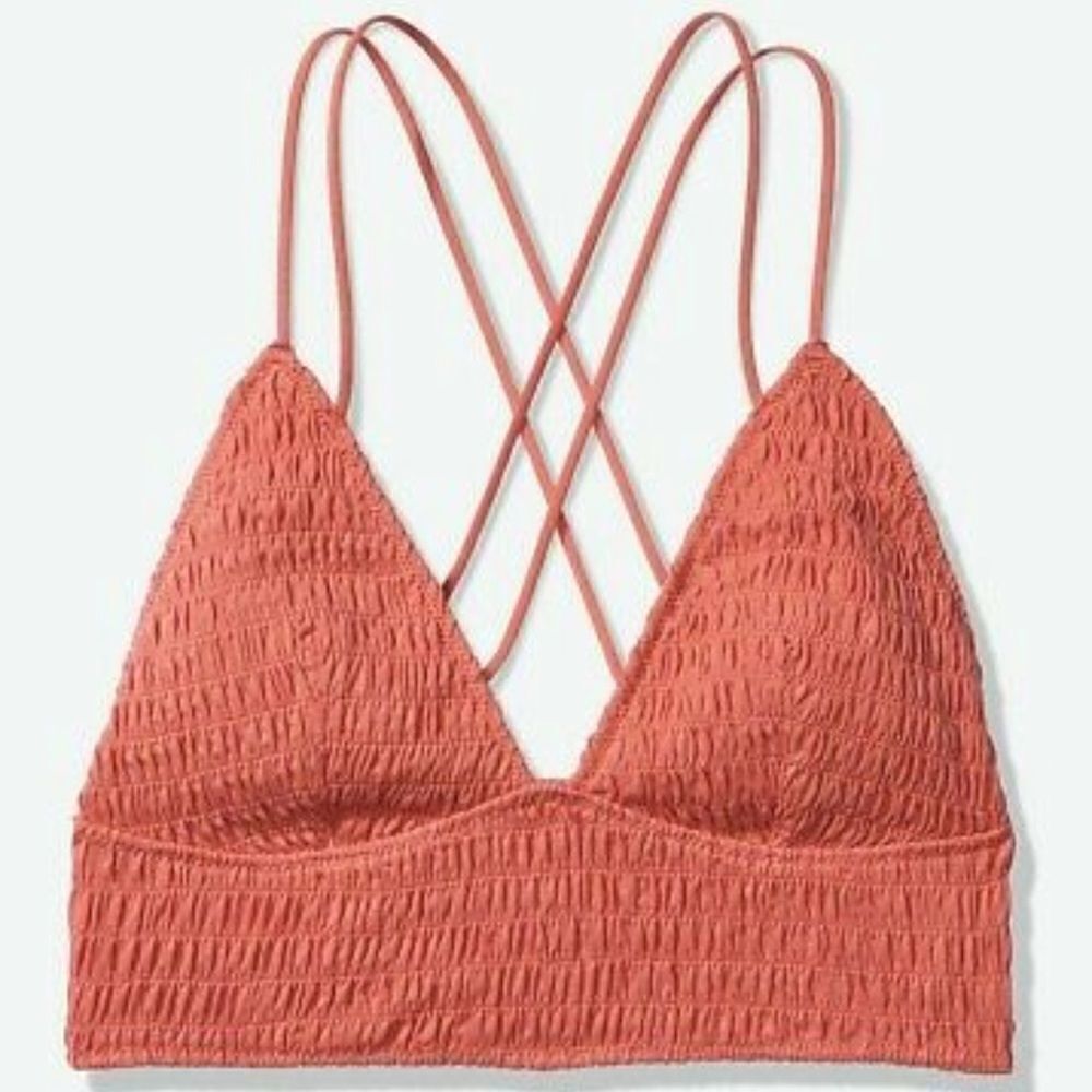 Victorias Secret Pink Smocked Triangle Lined Removable Padding Bralette So Rosey